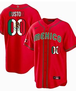 Custom Mexico Baseball Jersey 2023 World Cool Base All Stitched Red Limited