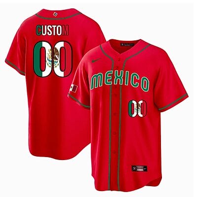 Custom Mexico Baseball Jersey 2023 World Cool Base All Stitched Red Limited