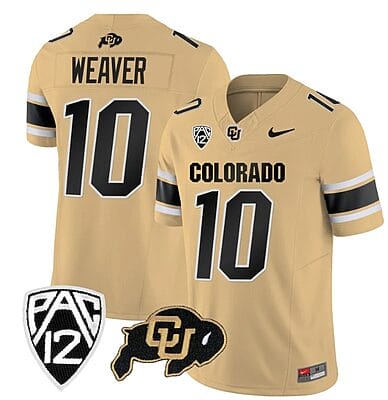 Colorado Buffaloes Xavier Weaver Jersey #10 Vapor College Football All Stitched Gold