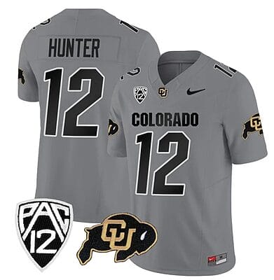 Colorado Buffaloes Travis Hunter Jersey #12 Vapor Limited College Football All Stitched Gray