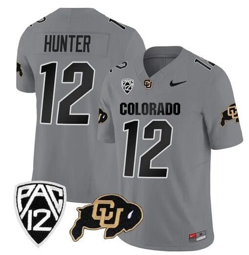 Colorado Buffaloes Travis Hunter Jersey #12 Vapor Limited College Football All Stitched Gray