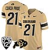 Colorado Buffaloes Coach Pride Jersey #21 Vapor College Football All Stitched Gold
