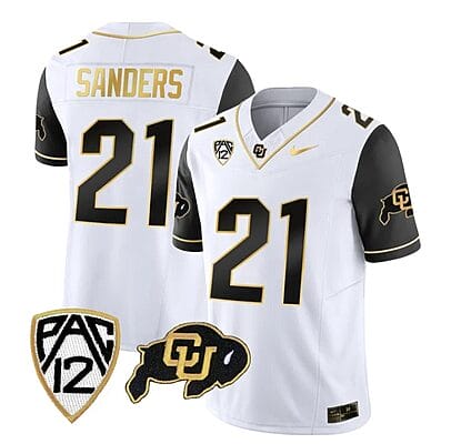 Colorado Buffaloes Shilo Sanders Jersey #21 Vapor Gold Limited All Stitched Black Sleeves
