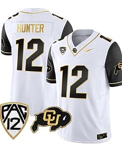Colorado Buffaloes Travis Hunter Jersey #12 Vapor Gold Limited All Stitched Black Sleeves
