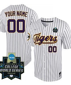 Custom Lsu Tigers Jersey Name and Number World Series 2023 College Baseball White Pinstripe