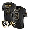 Colorado Buffaloes Dylan Edwards Jersey #3 Vapor Gold Limited All Stitched Black Gold