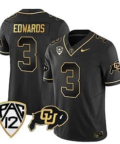Colorado Buffaloes Dylan Edwards Jersey #3 Vapor Gold Limited All Stitched Black Gold