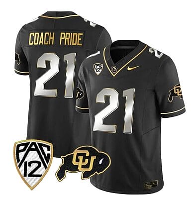 Colorado Buffaloes Coach Pride Jersey #21 Vapor Gold Limited All Stitched Black Limited