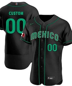 Custom Mexico Baseball Jersey 2023 World Flex Base All Stitched Black