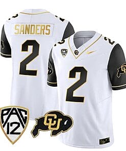 Colorado Buffaloes Shedeur Sanders Jersey #2 Vapor Gold Limited All Stitched Black Sleeves