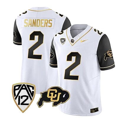 Colorado Buffaloes Shedeur Sanders Jersey #2 Vapor Gold Limited All Stitched Black Sleeves