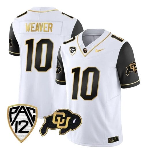 Colorado Buffaloes Xavier Weaver Jersey #10 Vapor Gold Limited All Stitched Black Sleeves