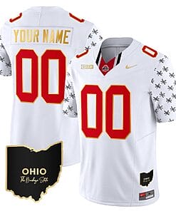 Custom Ohio State Buckeyes Jersey Name and Number College Football Stitched Alternate White Gold Trim