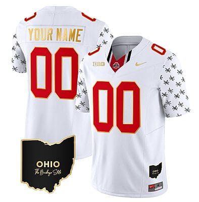 Custom Ohio State Buckeyes Jersey Name and Number College Football Stitched Alternate White Gold Trim
