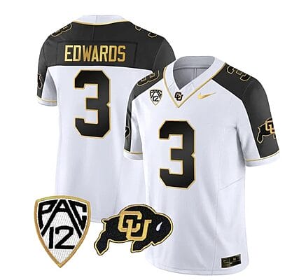Colorado Buffaloes Dylan Edwards Jersey #3 Vapor Gold Limited All Stitched Inverted