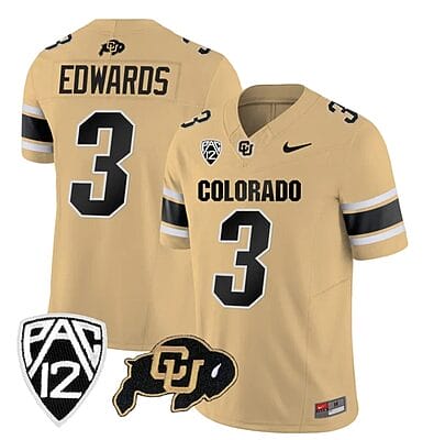 Colorado Buffaloes Dylan Edwards Jersey #3 Vapor College Football All Stitched Gold