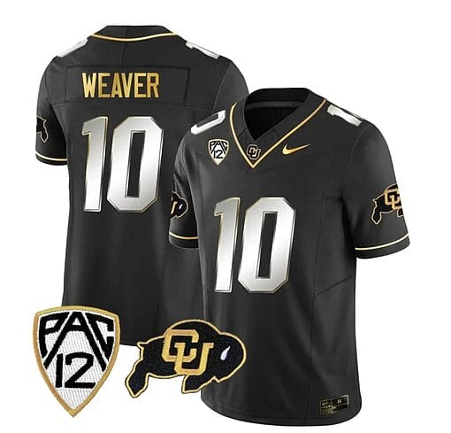 Colorado Buffaloes Xavier Weaver Jersey #10 Vapor Gold Limited All Stitched Black Limited