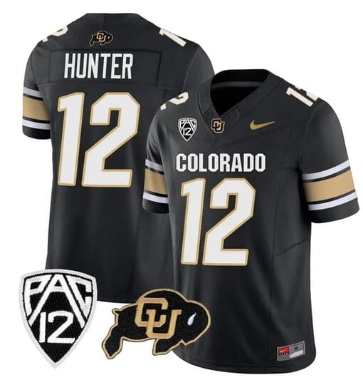 Colorado Buffaloes Travis Hunter Jersey #12 Vapor College Football All Stitched Black