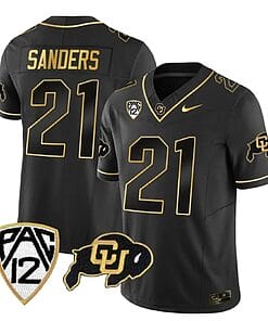 Colorado Buffaloes Shilo Sanders Jersey #21 Vapor Gold Limited All Stitched Black Gold