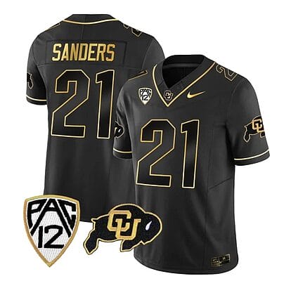 Colorado Buffaloes Shilo Sanders Jersey #21 Vapor Gold Limited All Stitched Black Gold