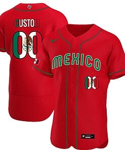 Custom Mexico Baseball Jersey 2023 World Flex Base All Stitched Red Limited