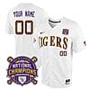 Custom Lsu Tigers Jersey National Champions 2023 NCAA College Baseball Stitched White Tigers