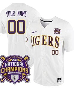 Custom Lsu Tigers Jersey National Champions 2023 NCAA College Baseball Stitched White Tigers