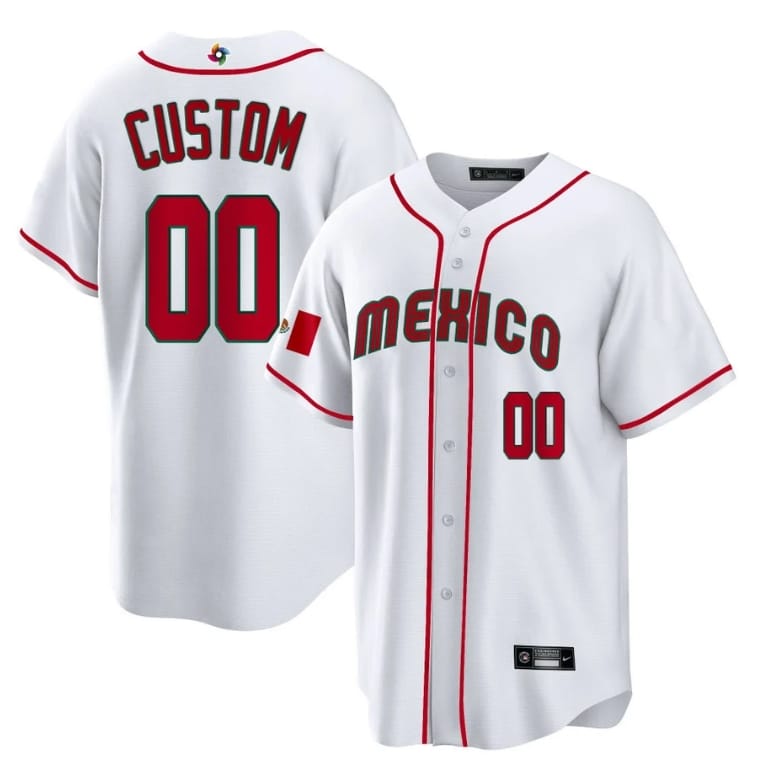 Custom Mexico Baseball Jersey 2023 World Cool Base All Stitched White
