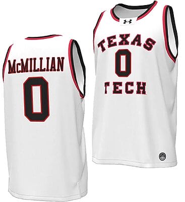 Chance McMillian Jersey #0 Texas Tech Red Raiders Throwback Basketball Replica White