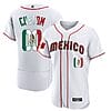 Custom Mexico Baseball Jersey 2023 World Flex Base All Stitched White Limited