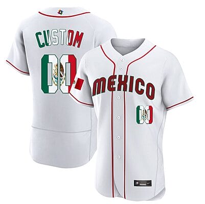 Custom Mexico Baseball Jersey 2023 World Flex Base All Stitched White Limited