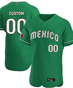 Custom Mexico Baseball Jersey 2023 World Flex Base All Stitched Green