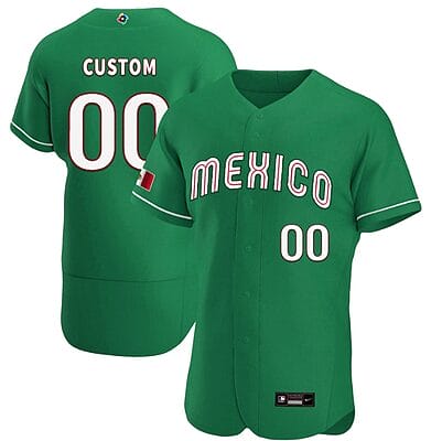 Custom Mexico Baseball Jersey 2023 World Flex Base All Stitched Green