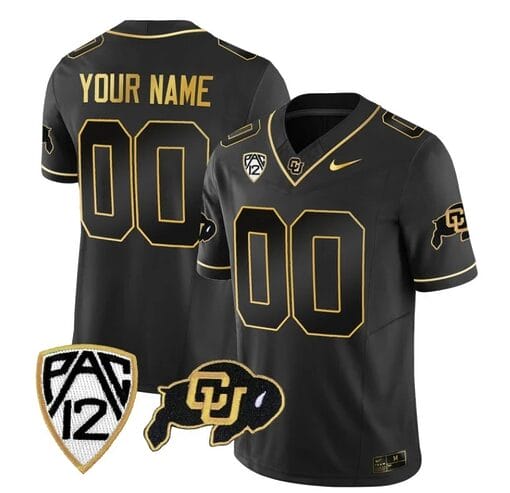 Custom Colorado Buffaloes Jersey Name and Number Vapor Limited Gold College Football All Stitched Black Gold
