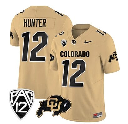 Colorado Buffaloes Travis Hunter Jersey #12 Vapor Limited College Football All Stitched Gold