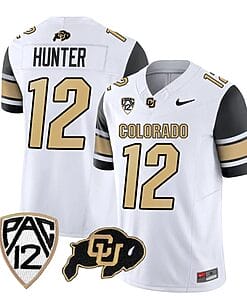 Colorado Buffaloes Travis Hunter Jersey #12 Vapor College Football All Stitched Black Sleeves