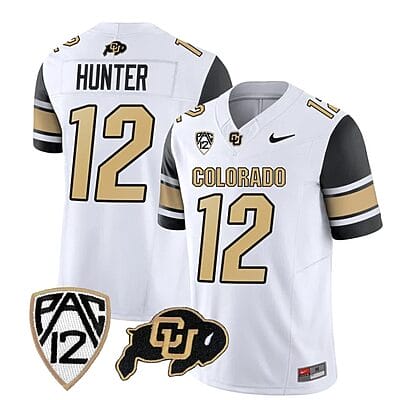 Colorado Buffaloes Travis Hunter Jersey #12 Vapor College Football All Stitched Black Sleeves
