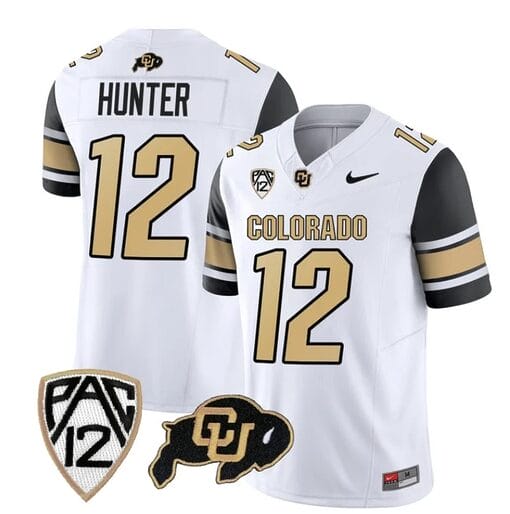 Colorado Buffaloes Travis Hunter Jersey #12 Vapor College Football All Stitched Black Sleeves