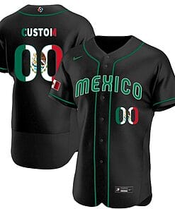 Custom Mexico Baseball Jersey 2023 World Flex Base All Stitched Black Limited