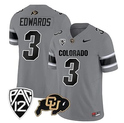 Colorado Buffaloes Dylan Edwards Jersey #3 Vapor College Football All Stitched Gray