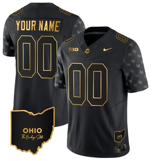 Custom Ohio State Buckeyes Jersey Name and Number College Football Stitched Alternate Black Gold