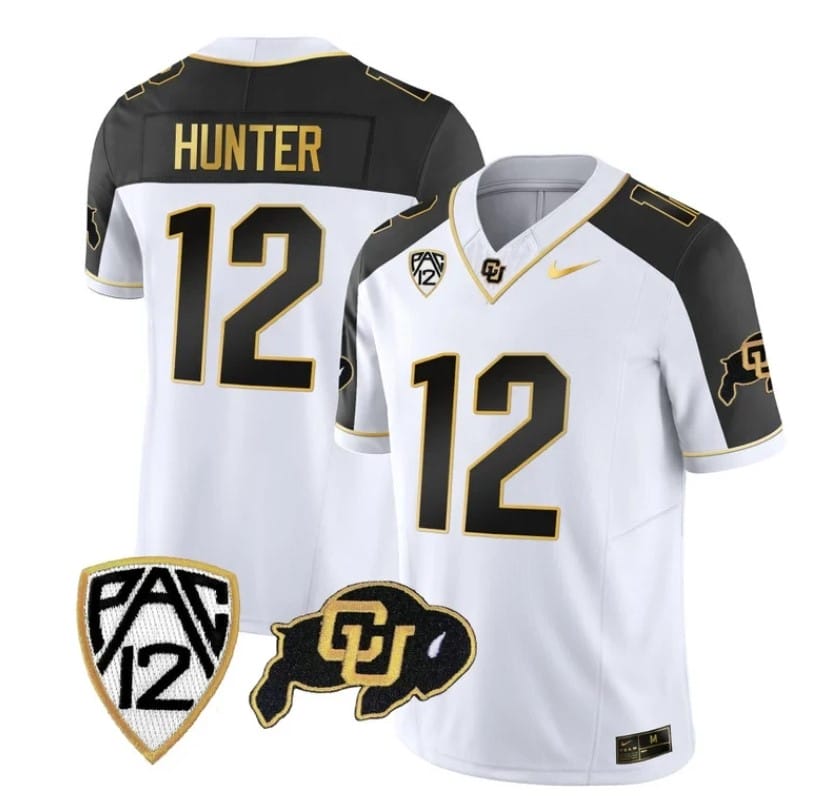 Colorado Buffaloes Travis Hunter Jersey #12 Vapor Gold Limited All Stitched Inverted