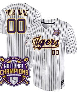 Custom Lsu Tigers Jersey National Champions 2023 NCAA College Baseball Stitched White Stripe