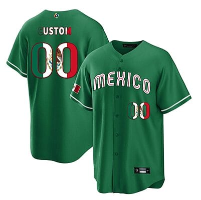 Custom Mexico Baseball Jersey 2023 World Cool Base All Stitched Green Limited