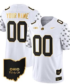 Custom Ohio State Buckeyes Jersey Name and Number College Football Stitched Alternate White Gold