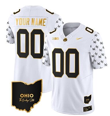 Custom Ohio State Buckeyes Jersey Name and Number College Football Stitched Alternate White Gold