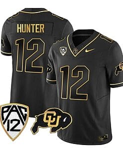 Colorado Buffaloes Travis Hunter Jersey #12 Vapor Gold Limited All Stitched Black Gold