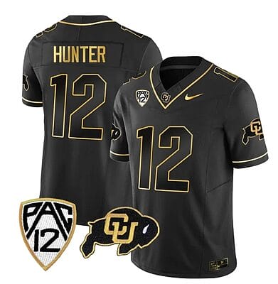 Colorado Buffaloes Travis Hunter Jersey #12 Vapor Gold Limited All Stitched Black Gold