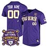 Custom Lsu Tigers Jersey National Champions 2023 NCAA College Baseball Stitched Purple
