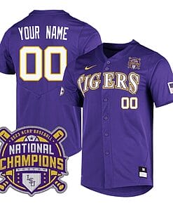 Custom Lsu Tigers Jersey National Champions 2023 NCAA College Baseball Stitched Purple